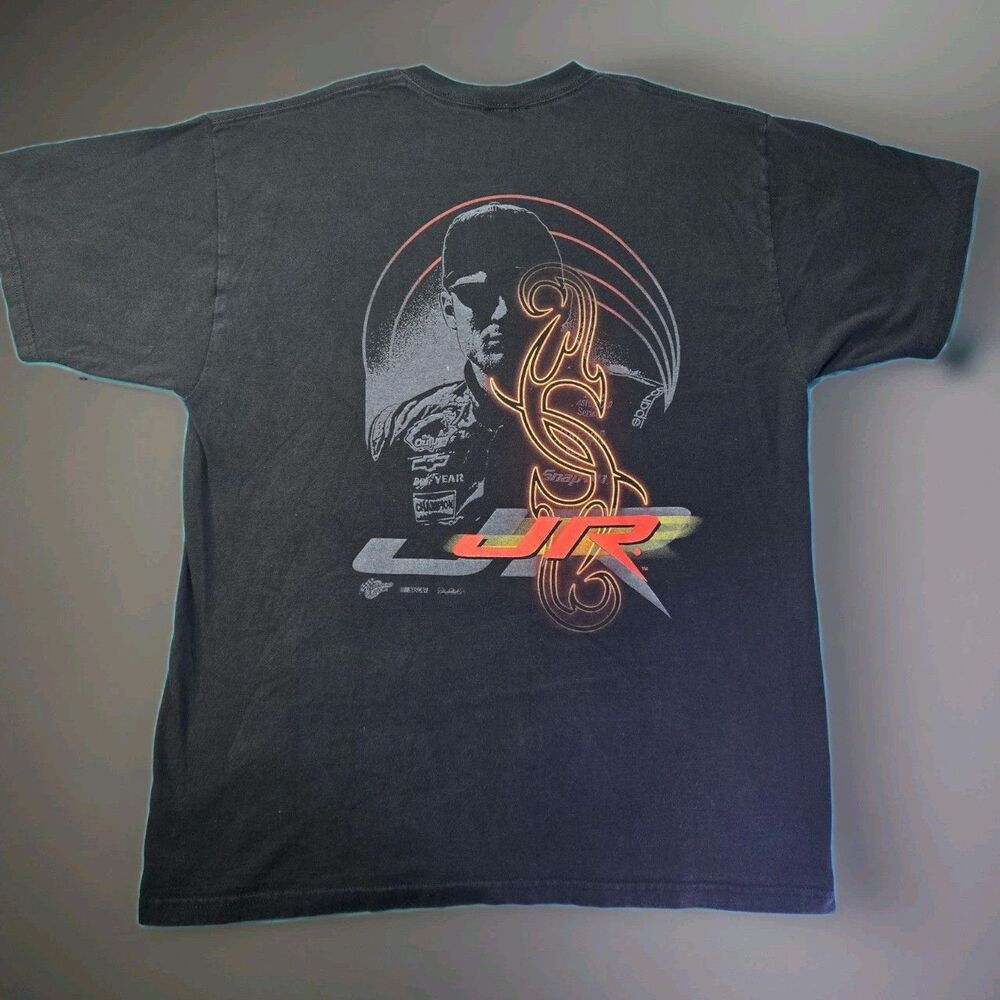 Vintage Dale Earnhardt Jr JRM Tribal Flame NASCAR T-Shirt XL Black Men's Racing